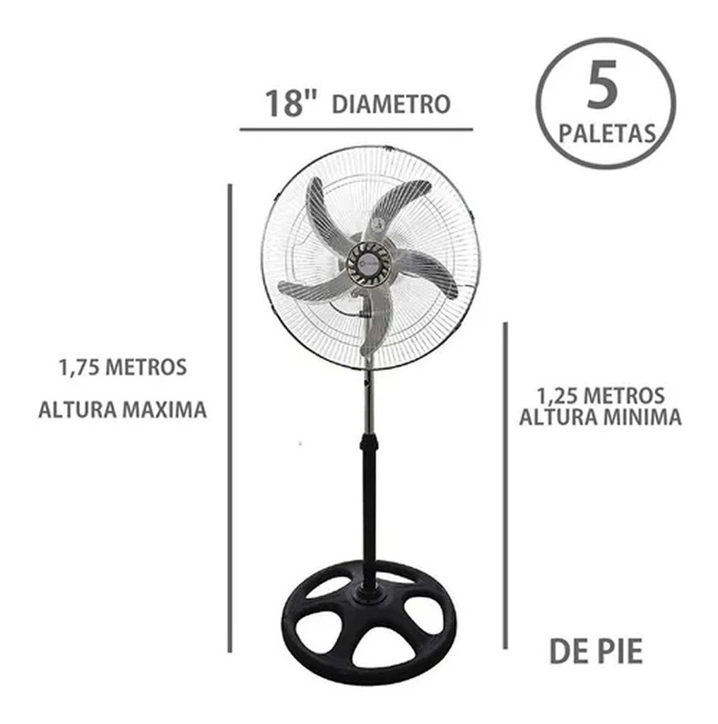 Ventilador 3 En 1 Con 5 Aspas De Metal 18 